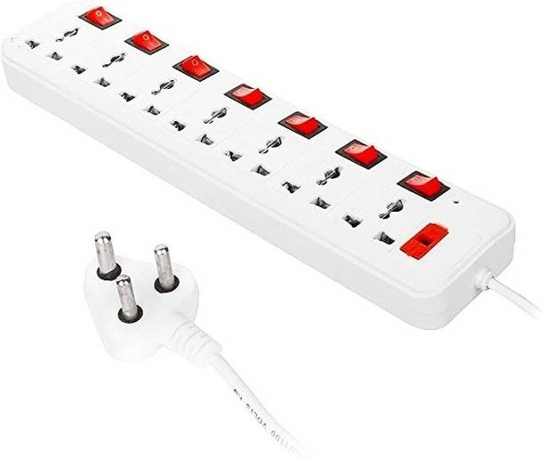 Skeisy NEW-107-BOARD 7 SOCKETS 7 SWITCH BOARD POWER 6AMP, WITH 3MTR WIRE 7  Socket Extension Boards