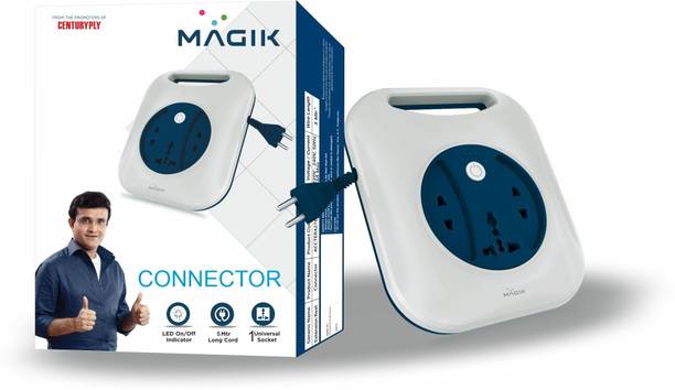 Magik Connector Extension Reel | 5 Meter Cord | 1 Universal Socket 3  Socket Extension Boards