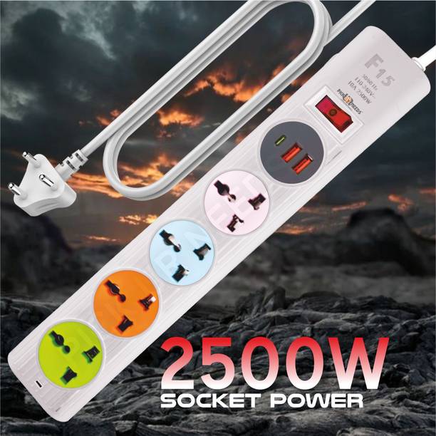 Pick Ur Needs Extension Board/Cord Multiple Switch Board With 2 USB 1 Type C Charging Port 4  Socket Extension Boards