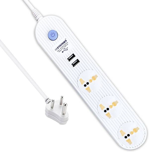 eSYSTEMS Extension Board with Usb Port Multi Plug Point Strip, Extension Cord 3  Socket Extension Boards