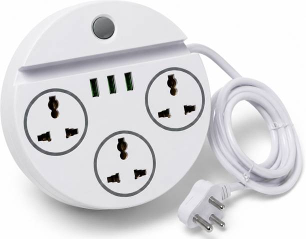 BEBLOOM Smart Power Strip 3 Outlet Multi Socket Board for Home and Office Use 3  Socket Extension Boards