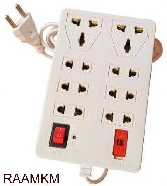 RAAMKM CDL_M_1061_Mini Strip 8+2|8 Sockets 2 Switches(Cord Length:- 2m) 8 Socket 8  Socket Extension Boards