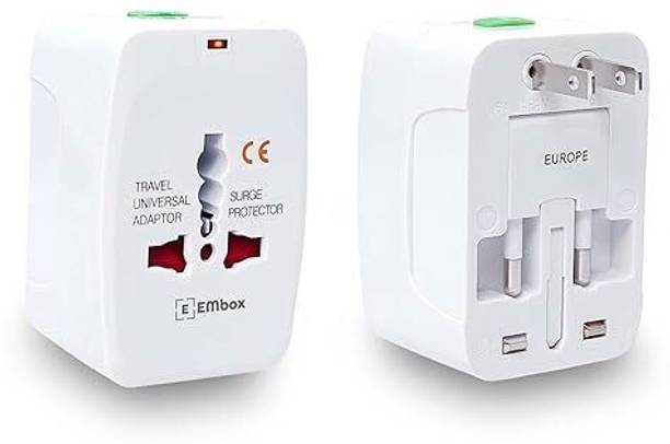 EMBox Travel Adapter, Worldwide All in One Universal Travel Adaptor 1  Socket Extension Boards