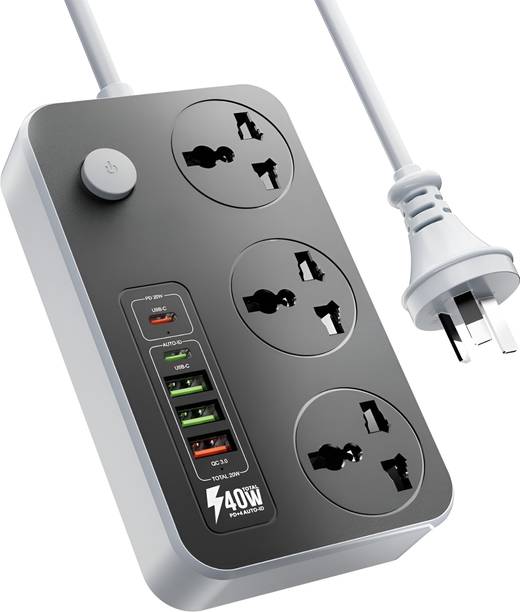 opriQ Extension Board, Power Strip Type C,2500W, 3 Socket, 38W USB Fast Charging Ports 3  Socket Extension Boards