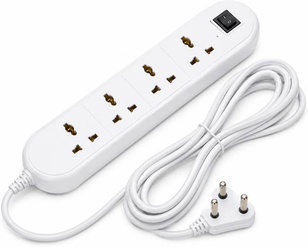 BEBLOOM 6A Extension Cord 3way Power Strip 1500w With Master Switch for Home & Travel 4  Socket Extension Boards