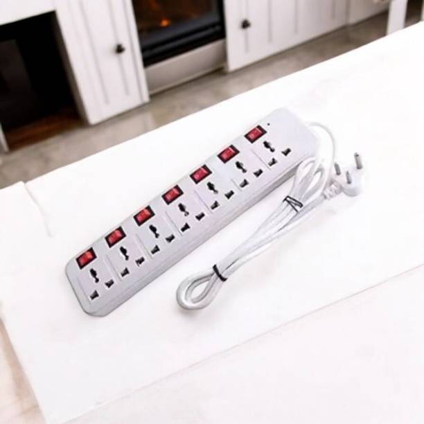 D-DEVOX 7 shoket plus 7 Switch 6AMP Capacity(White) 7 Socket Extension Boards 7  Socket Extension Boards