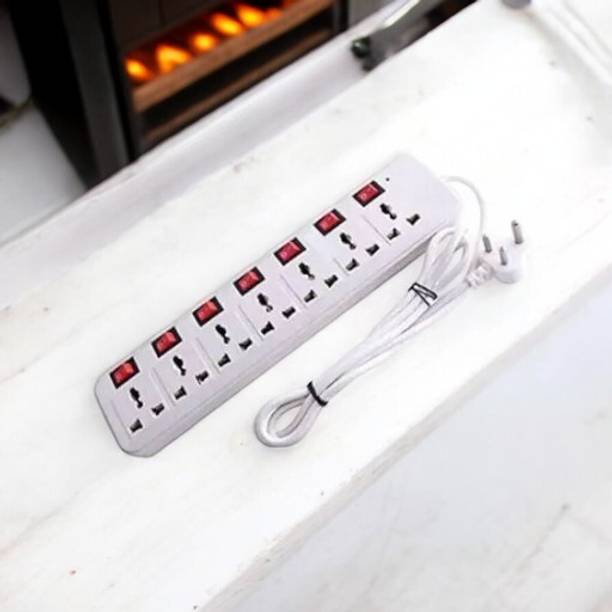 D-DEVOX 7 shoket plus 7 Switch 6AMP Capacity(White) 7 Socket Extension Boards 7  Socket Extension Boards
