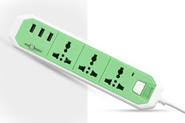 Make Ur Wish Extension Board/Power Strip/Cord For Home Appliances With 3 USB Charging Port & 3  Socket Extension Boards
