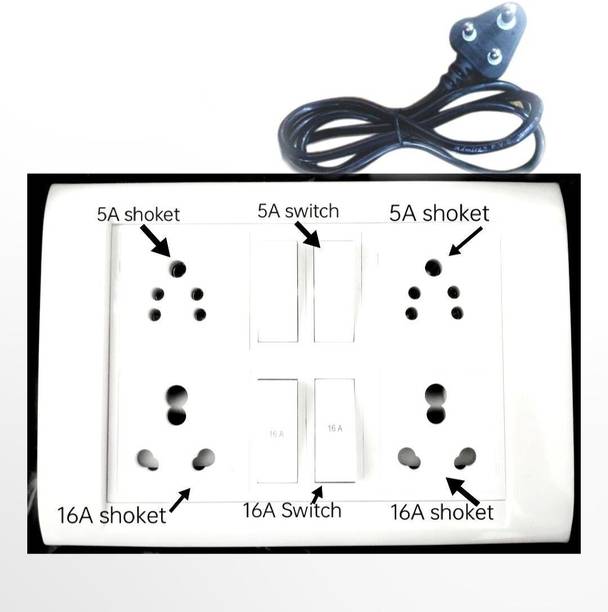 Havvls modular cona extension board power shoket 16 Amp Electric Extension Board for Heavy Duty with Individual Switches 4  Socket Extension Boards