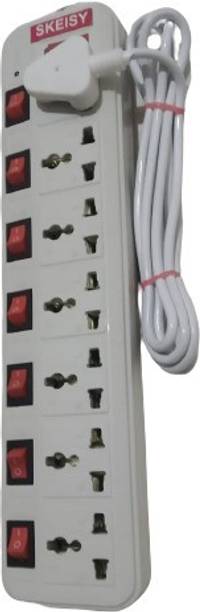 Skeisy -7+7 Socket Extension (White) extension cord, LED Indicator (White) 7  Socket Extension Boards