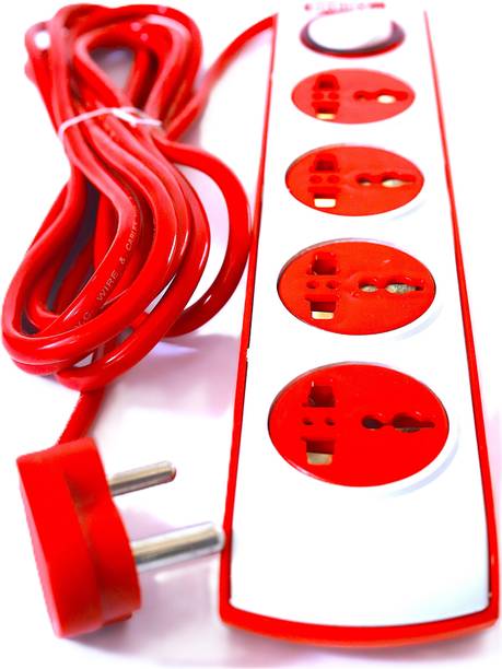 GLUCKLICH RED EXT-401, 4 SOCKET WITH 1 MASTER SWITCH POWER UP 10AMP 4  Socket Extension Boards