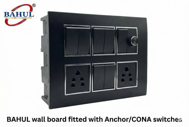 BAHUL Modular Wall Surface Electric Board with 7 Switch 1 Socket 1 Regulator 2  Socket Extension Boards