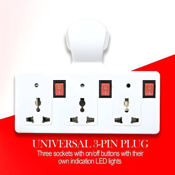 TOOLART 3 UNIVERSAL SOCKET 3 SWITCH MULTI PLUG EXTENSION BOARD Extension Boards fx 3  Socket Extension Boards
