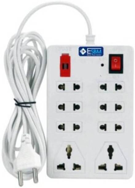 GLUCKLICH se20_8+1 Extension Board with 2m Long Wire & Universal Fit 8 Socket (white,2m) 8  Socket Extension Boards