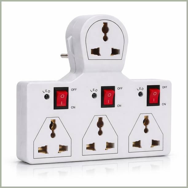 Naosucura Universal 4 Socket Multi Plug Adapter with Switch LED Wall Mount Power Board 4 Socket Extension Boards
