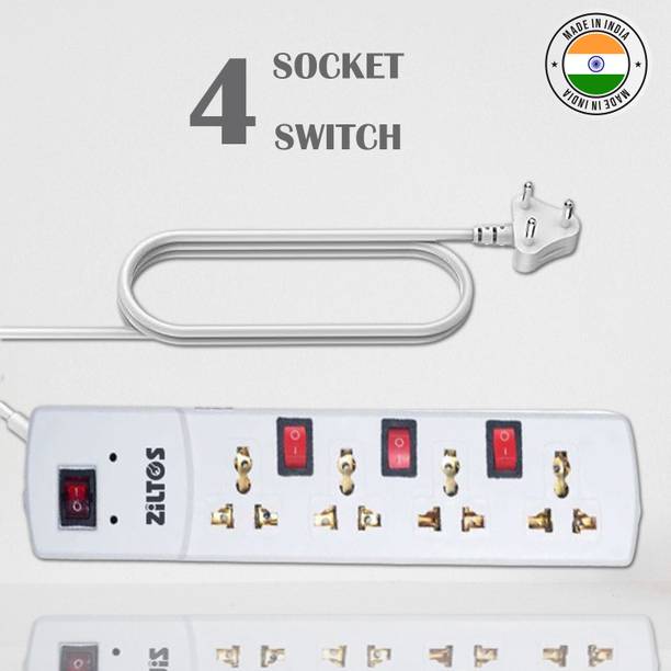 Ziltos Power Extension Board with 4 Universal Socket and 4 Switch 4  Socket Extension Boards
