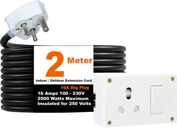 JELECTRICALS Premium Extension Board For Heavy Duty (2500W) 220 Volts With 2 Meter 1 Socket Extension Boards