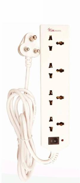 JK ELECTRIC 6A Power Strip White 1500W with Indicator & Safety Shutter (ABS 1st Grade) 4  Socket Extension Boards