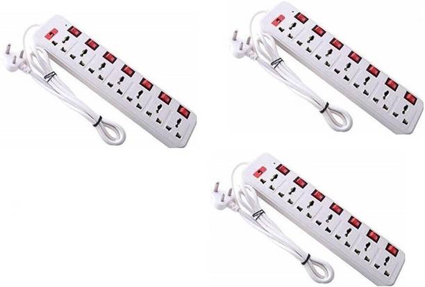 GLUCKLICH 7+7 PACK OF-3 EXTENSION BOARD WITH 6AMP CAPACITY. 7  Socket Extension Boards