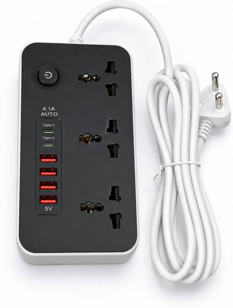 Paritirth 3 Socket Universal Extension Board with 4 USB & 2 Type-C 3 Socket Extension Boards