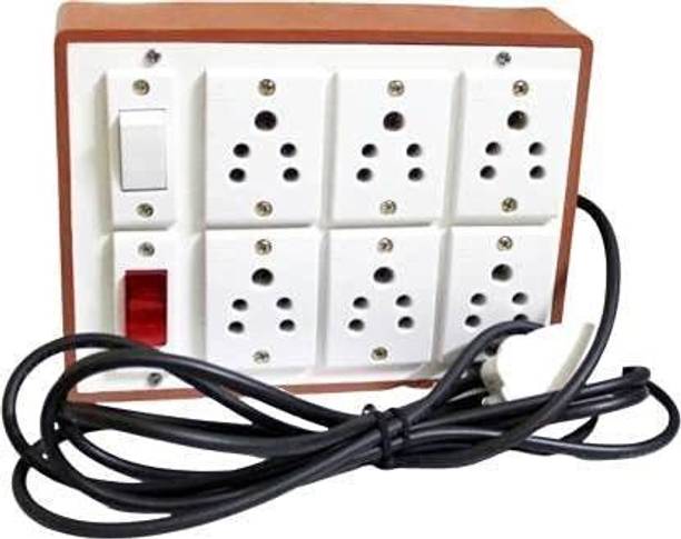 Ganpati Extension Board Heavy Duty Cable 8 Meter Wire with 6 Anchor Socket and 1 Anchor Switch and 1 Indicator with 3 Pin Plug Set of - 1 6  Socket Extension Boards