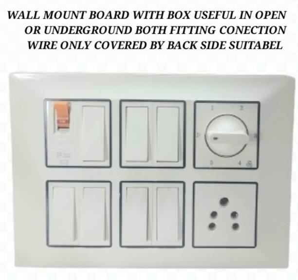 BAHUL Wall mount modular board with CONA MCB CONA SWITCHES 1  Socket Extension Boards