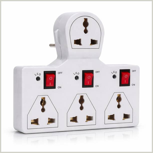 Naosucura 4 Socket Multi Plug Adapter with Switch LED Wall Mount Safe Power Solution 4  Socket Extension Boards