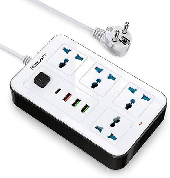 Robustt 4 Outlet Extension Board with 4 USB Ports | On/ Off Switch | 2500W Multi Plug 4  Socket Extension Boards