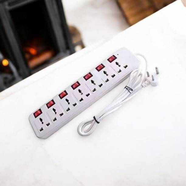 D-DEVOX 7 shoket plus 7 Switch 6AMP Capacity(White) 7 Socket Extension Boards 7  Socket Extension Boards