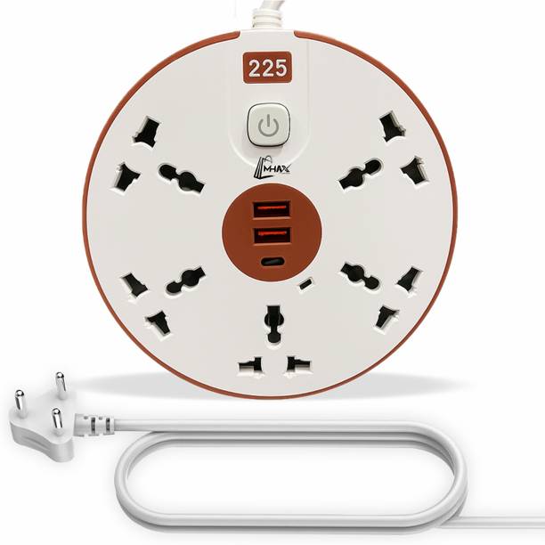 MHAX Universal 8-in-1 Multi Plug Board with USB Charging and Type-C Port 5 Socket Extension Boards