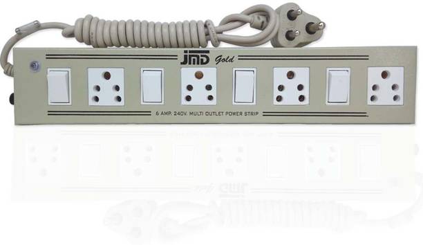 jmD Gold Multi-Purpose Power Strip Cord 4 Plus 4, 6 AMP Extension Board with Long Wire 4  Socket Extension Boards