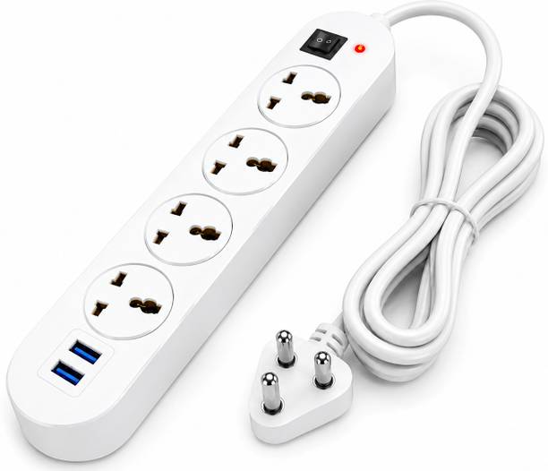 VBR's Group Heavy Duty Spike Guard with 2 USB Mobile Charging Ports for Daily Use 4  Socket Extension Boards