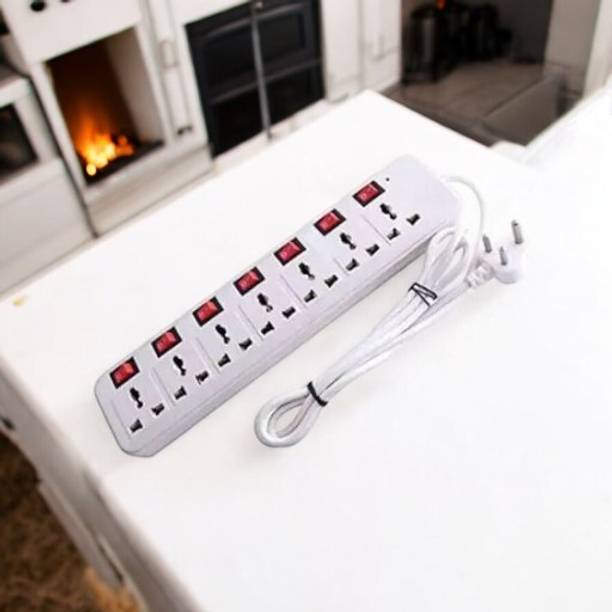 D-DEVOX 7 shoket plus 7 Switch 6AMP Capacity(White) 7 Socket Extension Boards 7  Socket Extension Boards