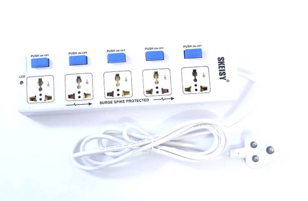 Skeisy EXT-505 Switch Universal Surge Protector With 5 Socket 5 Push Button switch 5  Socket Extension Boards