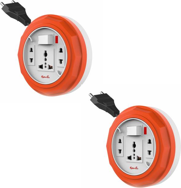 Fybros Comex 2 Pin Extension Board Flex Box 5 Meter Power Cable (Multicolor,Pack of 2) 3  Socket Extension Boards