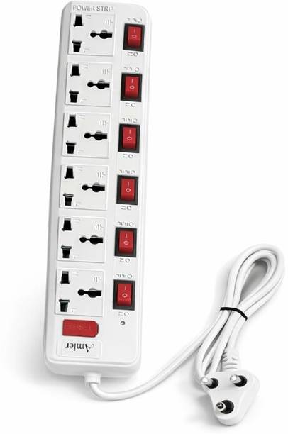 अमलेरीनदुसतरिएस Extension Board 6 Socket Power Strip with Individual Switches 6 सॉकेट सर्ज रक्षक