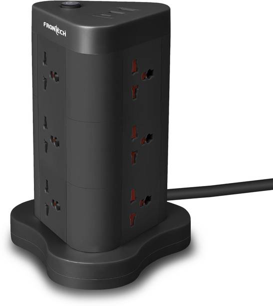 Frontech Power Extension Socket | 2 USB Ports + 1 Type-C | 2500W | Child Safety Shutter | 9  Socket Extension Boards