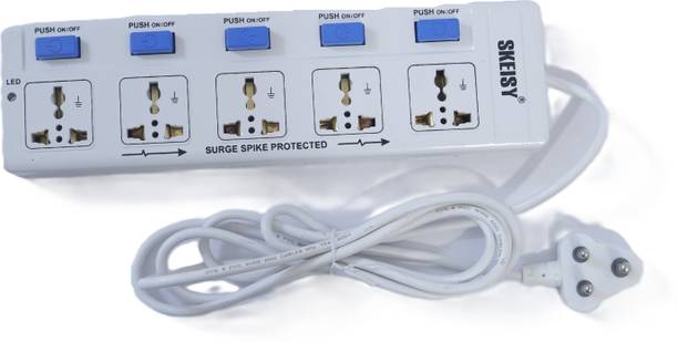 Skeisy EXT 5 SOCKET, 5 SWITCH ,SURGE PROTECTOR POWER 10AMP, LED INDICATOR, 2.5 MTR 5  Socket Extension Boards