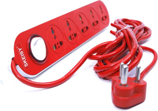 GLUCKLICH SK NEW EXT-501-RED BOARD POWER UP 10AMP, WITH 2.5 MTR WIRE BOAR MULTICOLOR 5  Socket Extension Boards