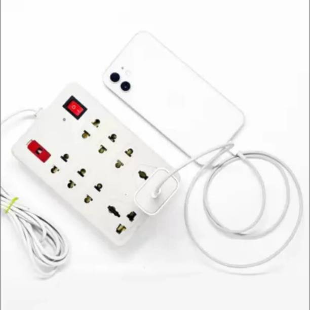 TESLEY CB_15451_Mini Strip 8+2|8 Sockets 2 Switches(Cord Length:- 2m) 8 Socket 8  Socket Extension Boards