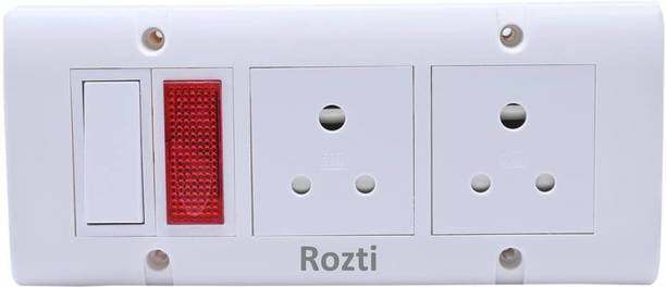 Zraxx 6 Modular Box, 3 Pin Modular ,6A Switch-1,Indicator-1,8m 3 Core Black Wire 2  Socket Extension Boards