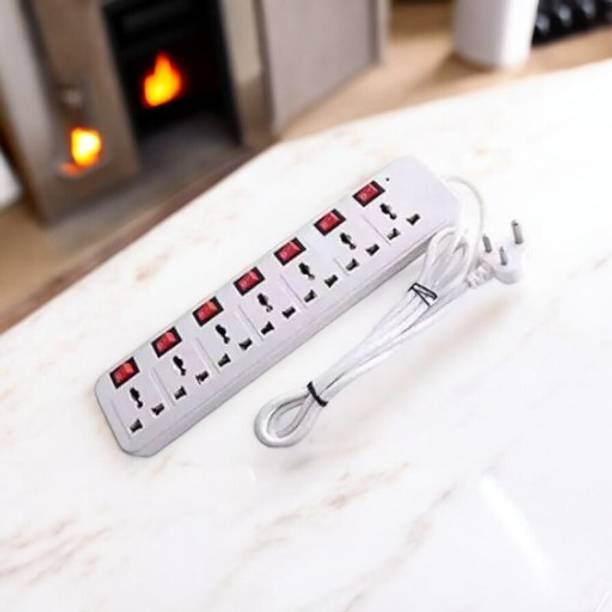 D-DEVOX 7 shoket plus 7 Switch 6AMP Capacity(White) 7 Socket Extension Boards 7  Socket Extension Boards