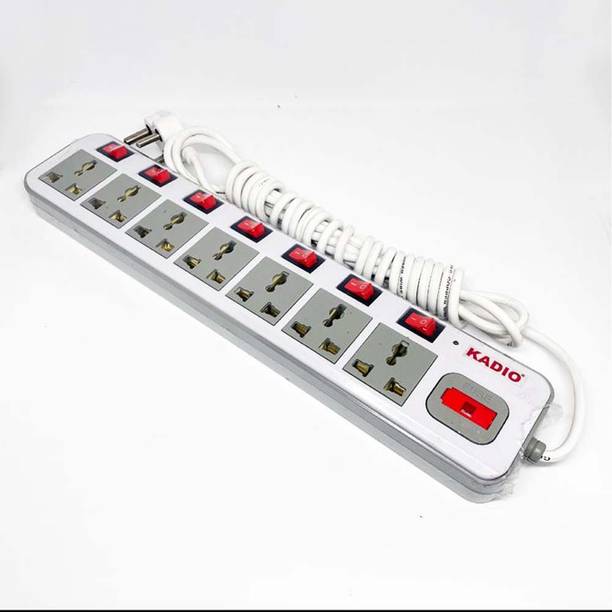 Kadio 7 Socket Extension Board with Individual Switches, and Heavy Duty Long Cord 7  Socket Extension Boards