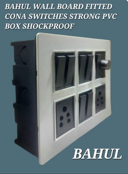 BAHUL Modular Wall Switch Board Pre Wired PVC Plate with Socket Regulator 2  Socket Extension Boards