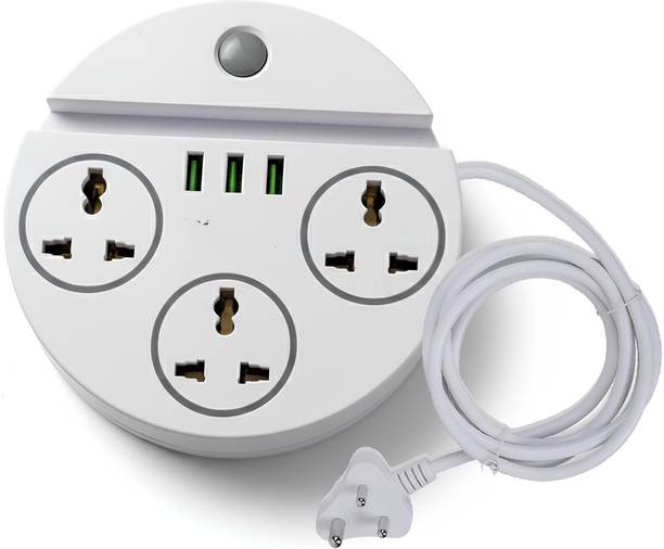 BEBLOOM Universal Power Strip with 3 Sockets & 3 USB Ports, Multi Plug 1  Socket Extension Boards