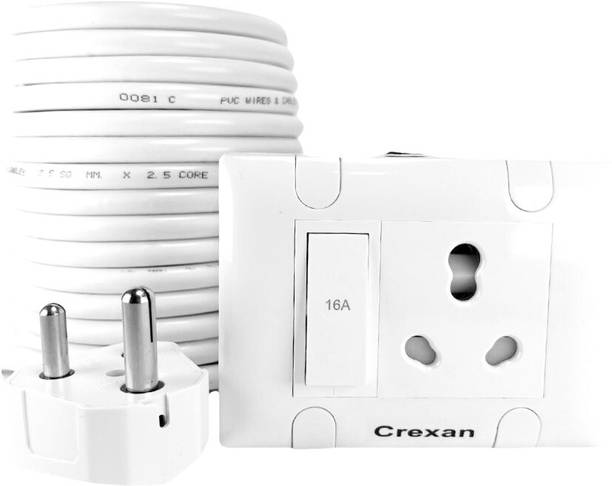 crexan Socket,16A Big Plug,2.5 Sq.mm Wire 1  Socket Extension Boards