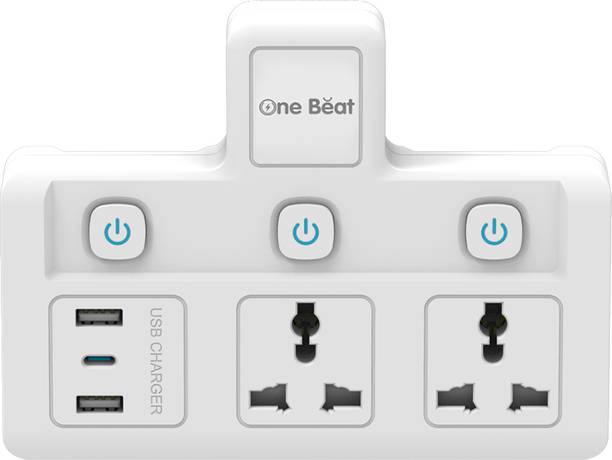 One Beat Cordless Board | Individual Switch | 2USB A & 1USB C Slot - Shutter Protection 2  Socket Extension Boards