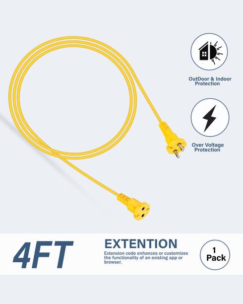 OMXE 2-Pin Extension Cord 1.25M | Power Extension Cable 2500W, 10A | 100% Copper Wire 1  Socket Extension Boards