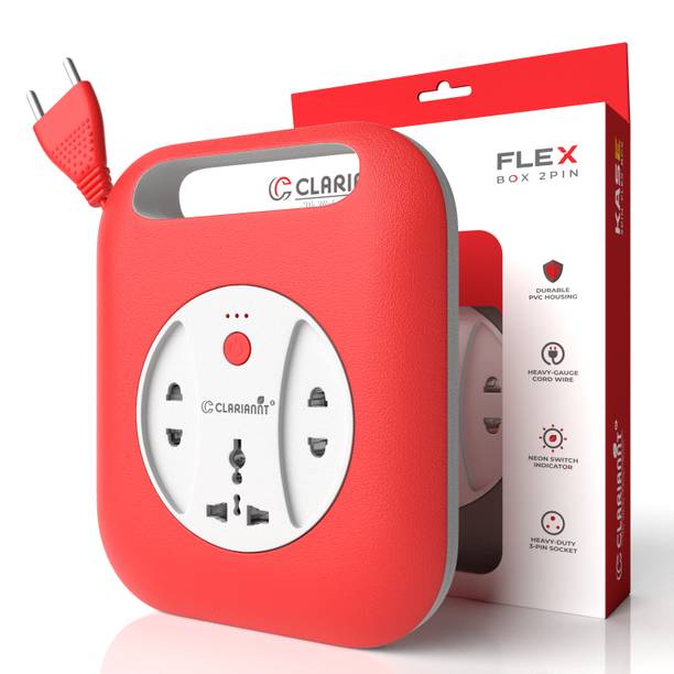 CLARIANNT Kase Plus 12 Feet Flex Box with 2 Pin Copper Cord & LED Indicator Universal 3  Socket Extension Boards