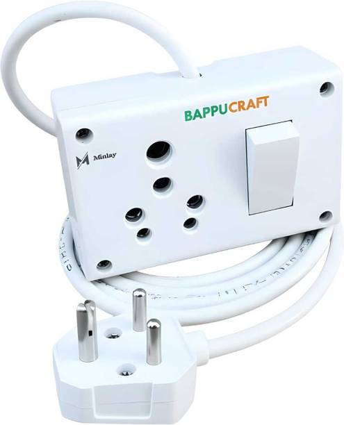 BAPPU CRAFT 1 SS COMBINED BOX 6/16 AMP SOCKET AND SWITCH WITH 3 METER COPPER WIRE 1  Socket Extension Boards